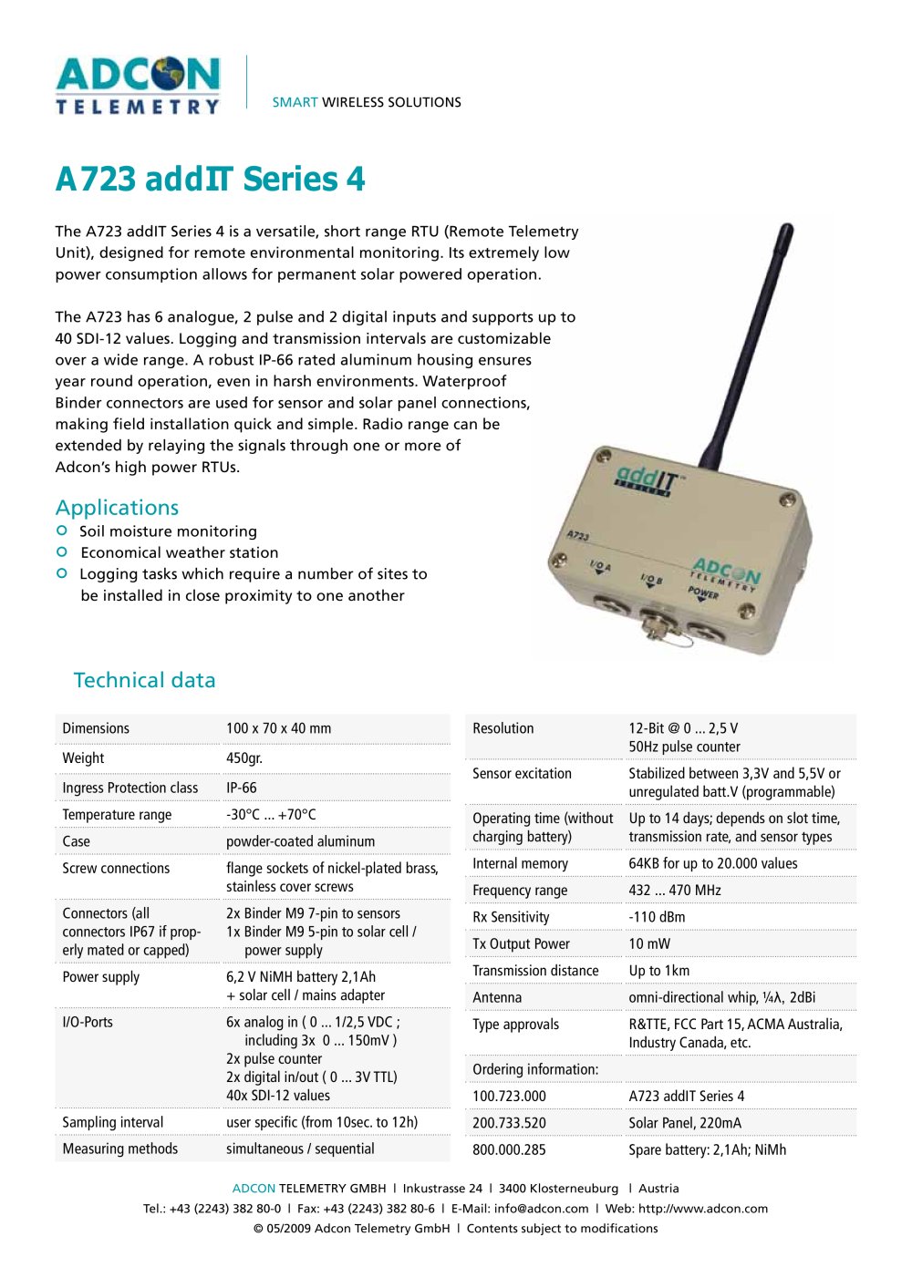 A723 addIT Series 4 - Adcon Telemetry
