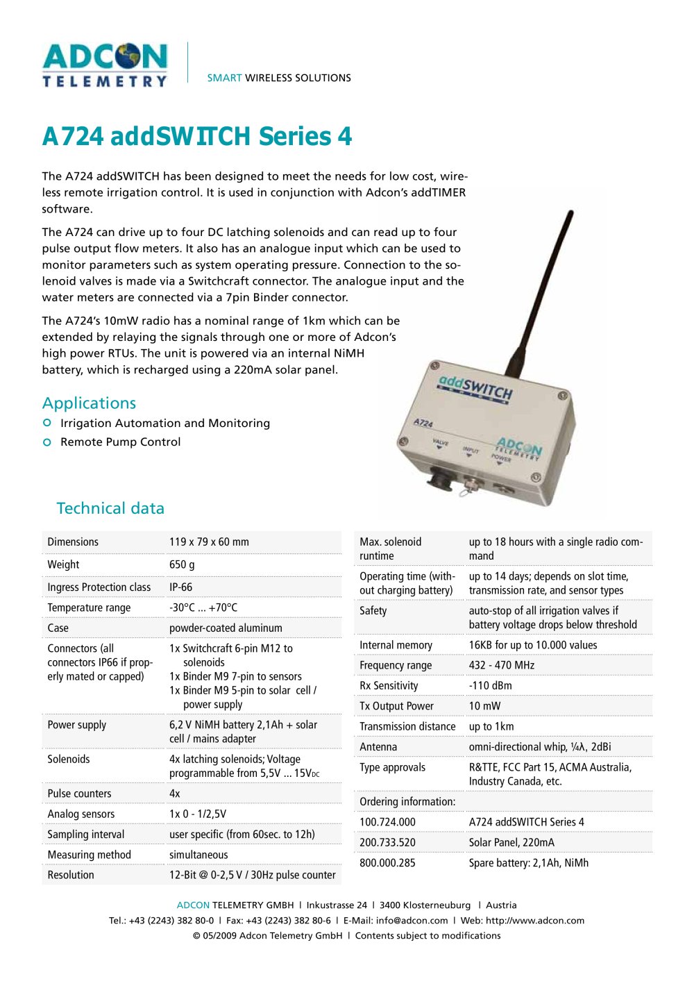 A724 addSWITCH Series 4 - Adcon Telemetry