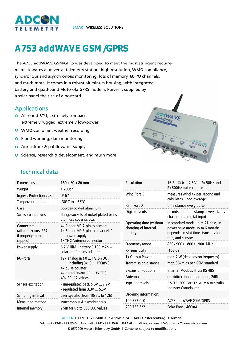 A753 addWAVE GPRS - Adcon Telemetry