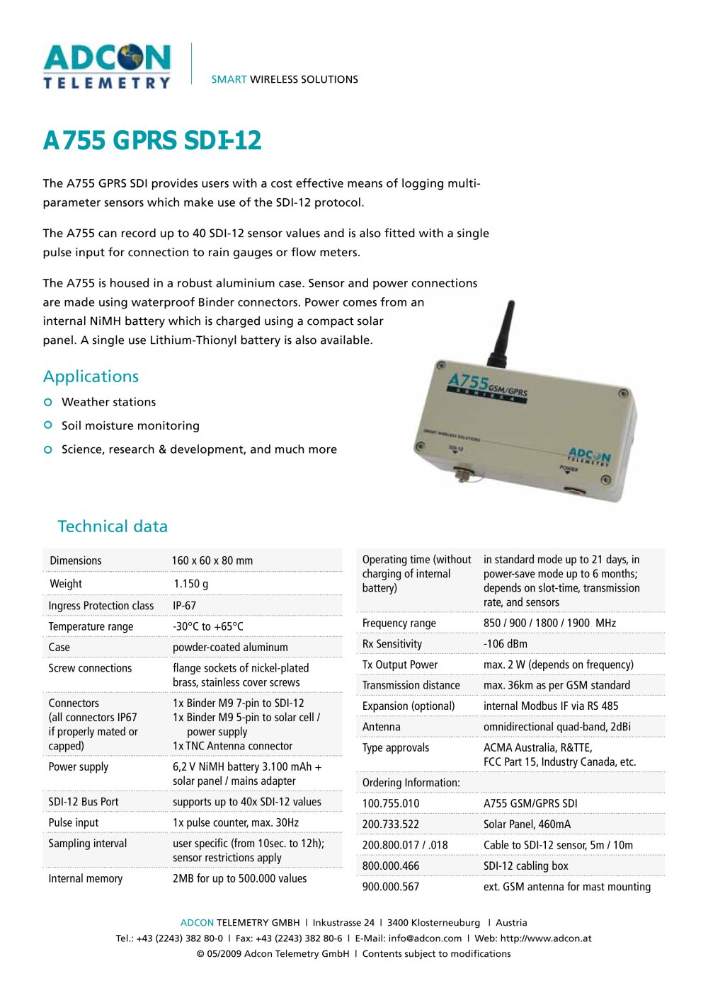 A755 addSDI GPRS - Adcon Telemetry