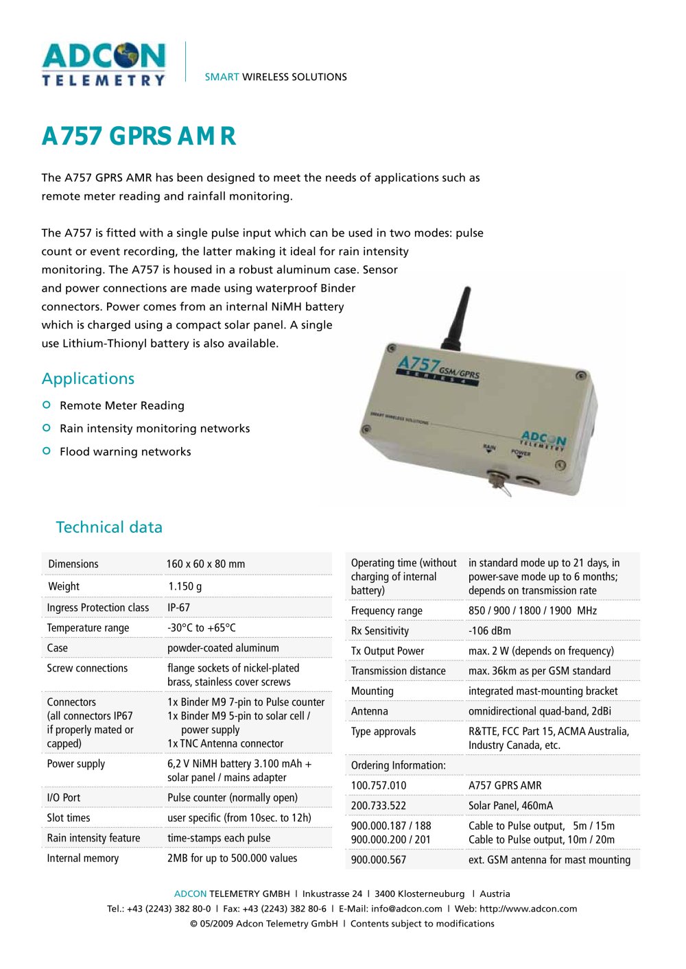 A757 addPULSE GPRS - Adcon Telemetry