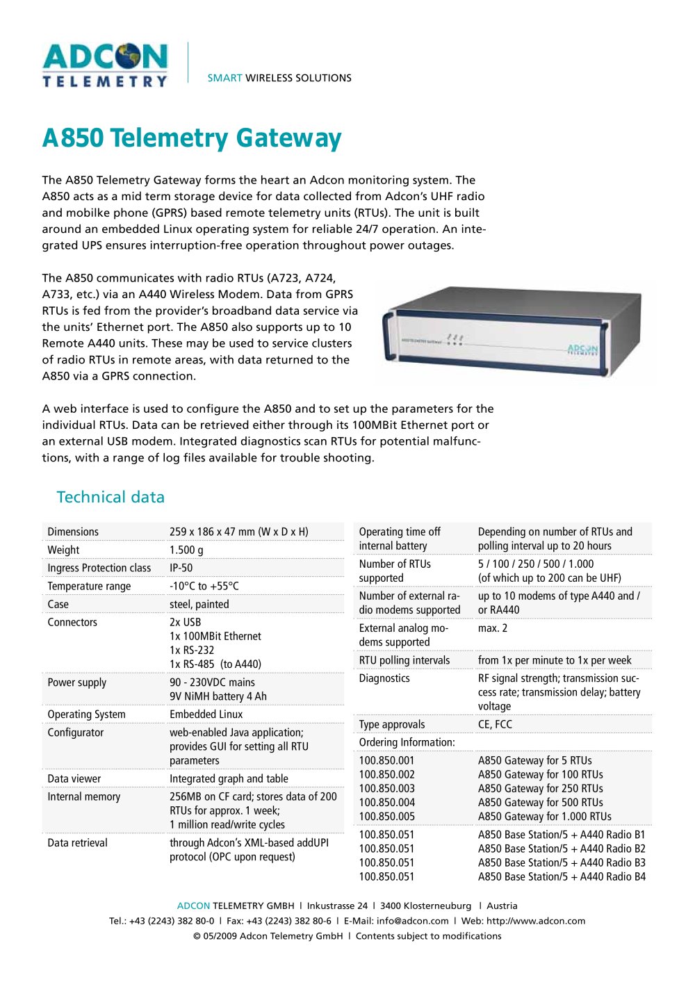 A850 Telemetry Gateway - Adcon Telemetry