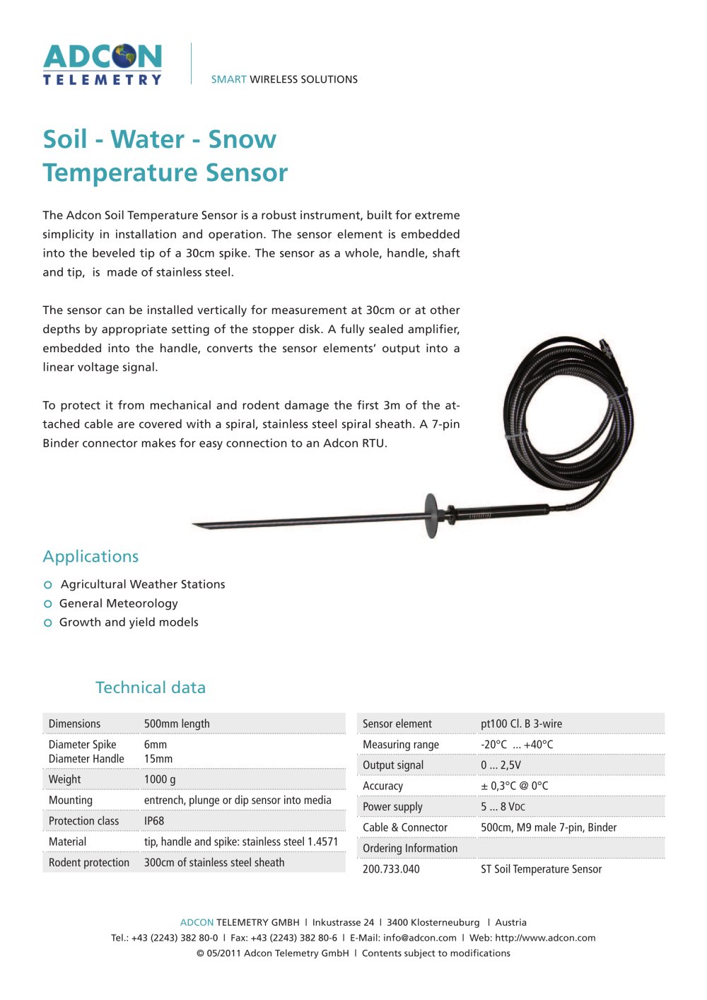 ST Soil Temperature Sensor - Adcon Telemetry