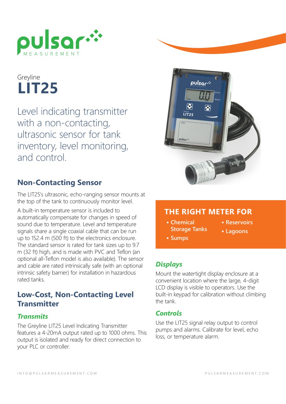 Level Indicating Transmitter - LIT25 - Greyline Instruments