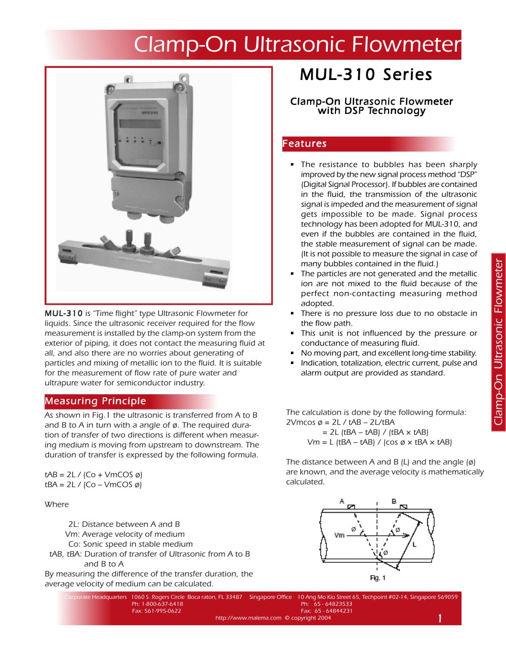Clamp-On Ultrasonic Flowmeter - Malema