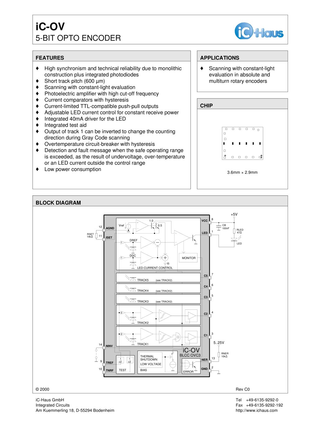 iC-OV    5-Bit Optical Encoder - iC-Haus