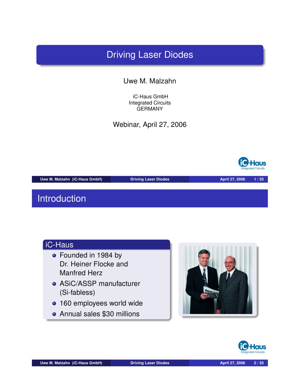 Laser Webinar Handout - iC-Haus