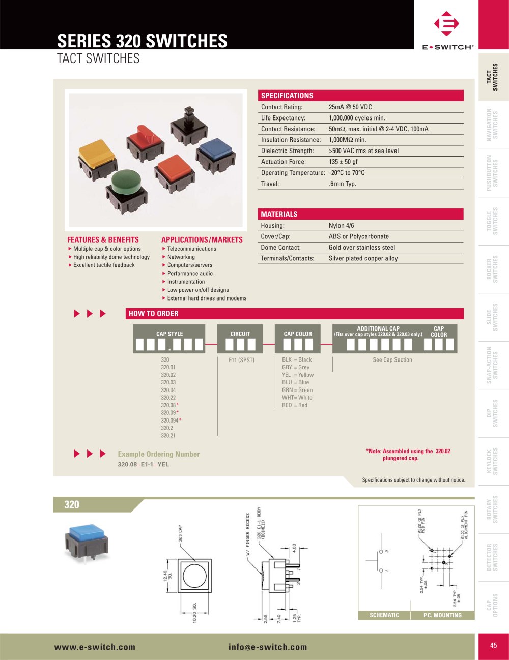 E-SWITCH - 92513