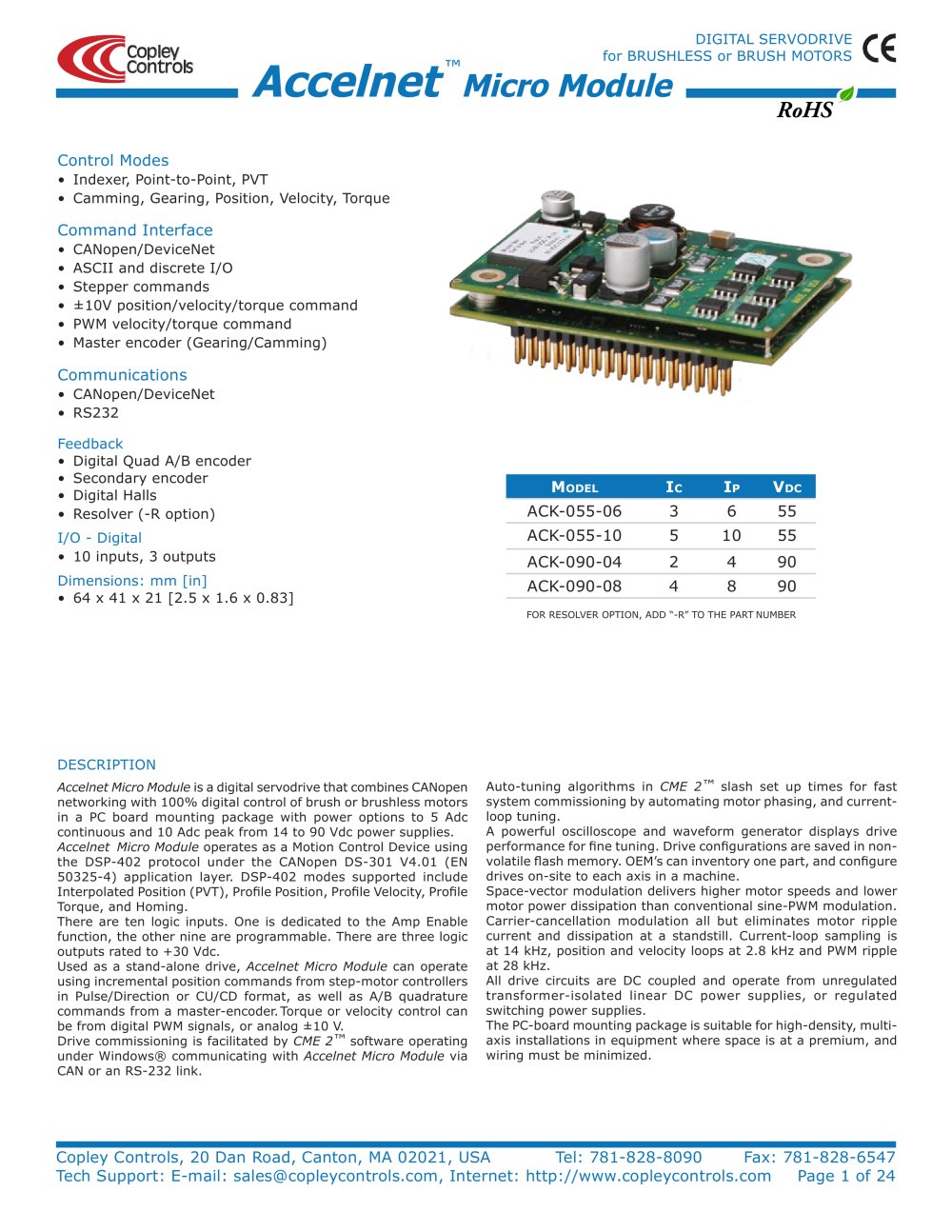 Accelnet Micro Module and Kit - Copley Controls