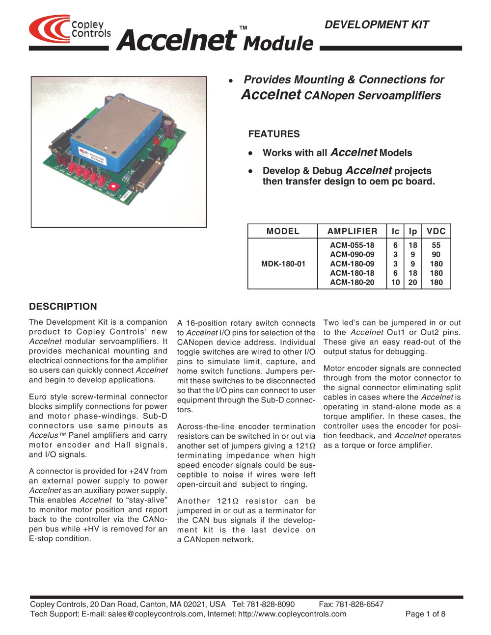 Accelnet Module Development Kit - Copley Controls