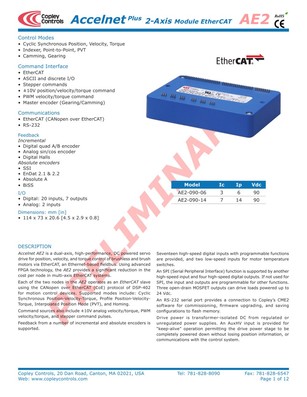 Accelnet Plus EtherCAT 2-Axis Module - Copley Controls