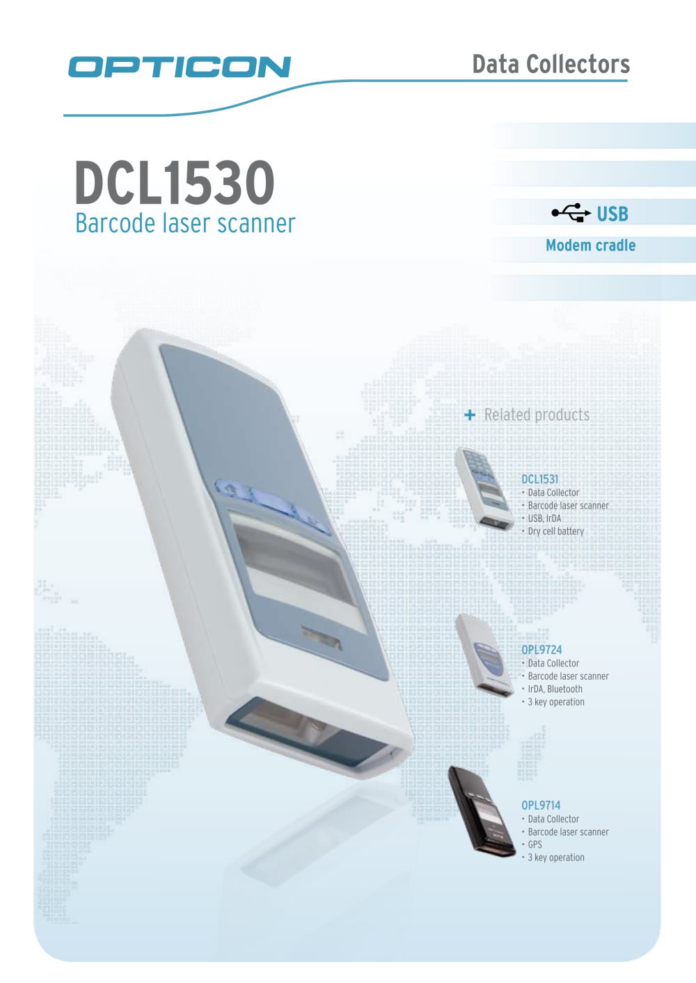 DCL 1530 Barcode data collector with USB interface - OPTICON