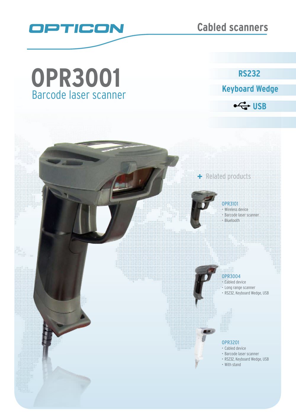 OPR 3001 Rugged Handheld Laser Scanner - OPTICON