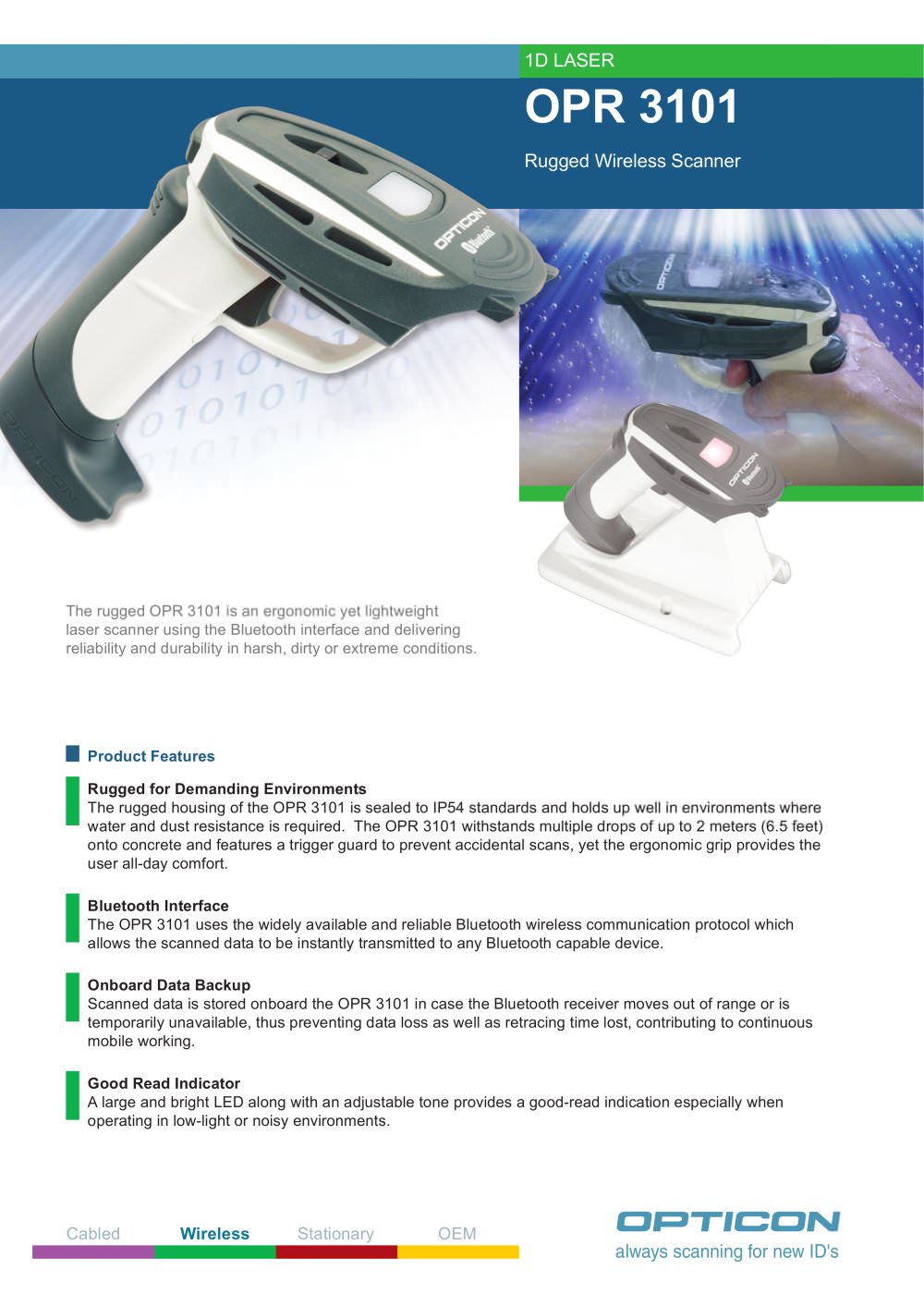 OPR 3101 Rugged Handheld Laser Scanner - OPTICON