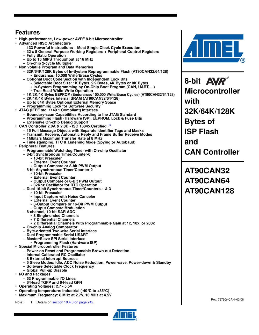 AT90CAN32/64/128 - Atmel