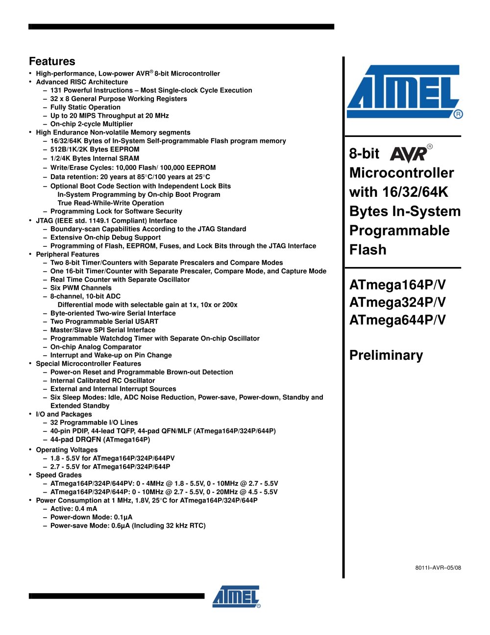 ATmega164P/324P/644P Preliminary - Atmel