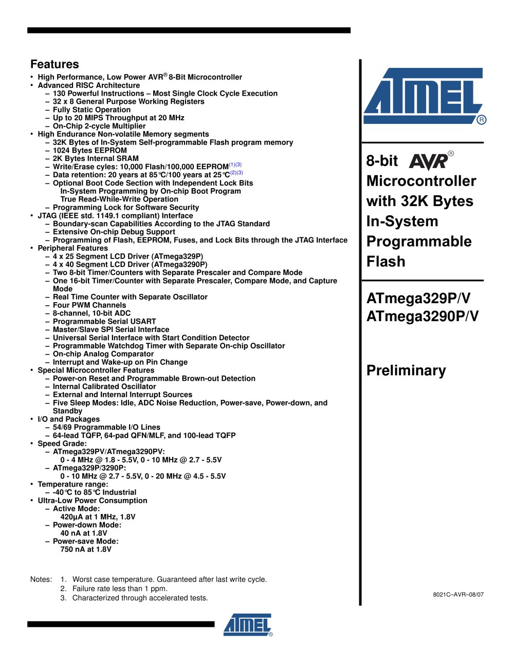 ATmega329P/3290P Preliminary - Atmel
