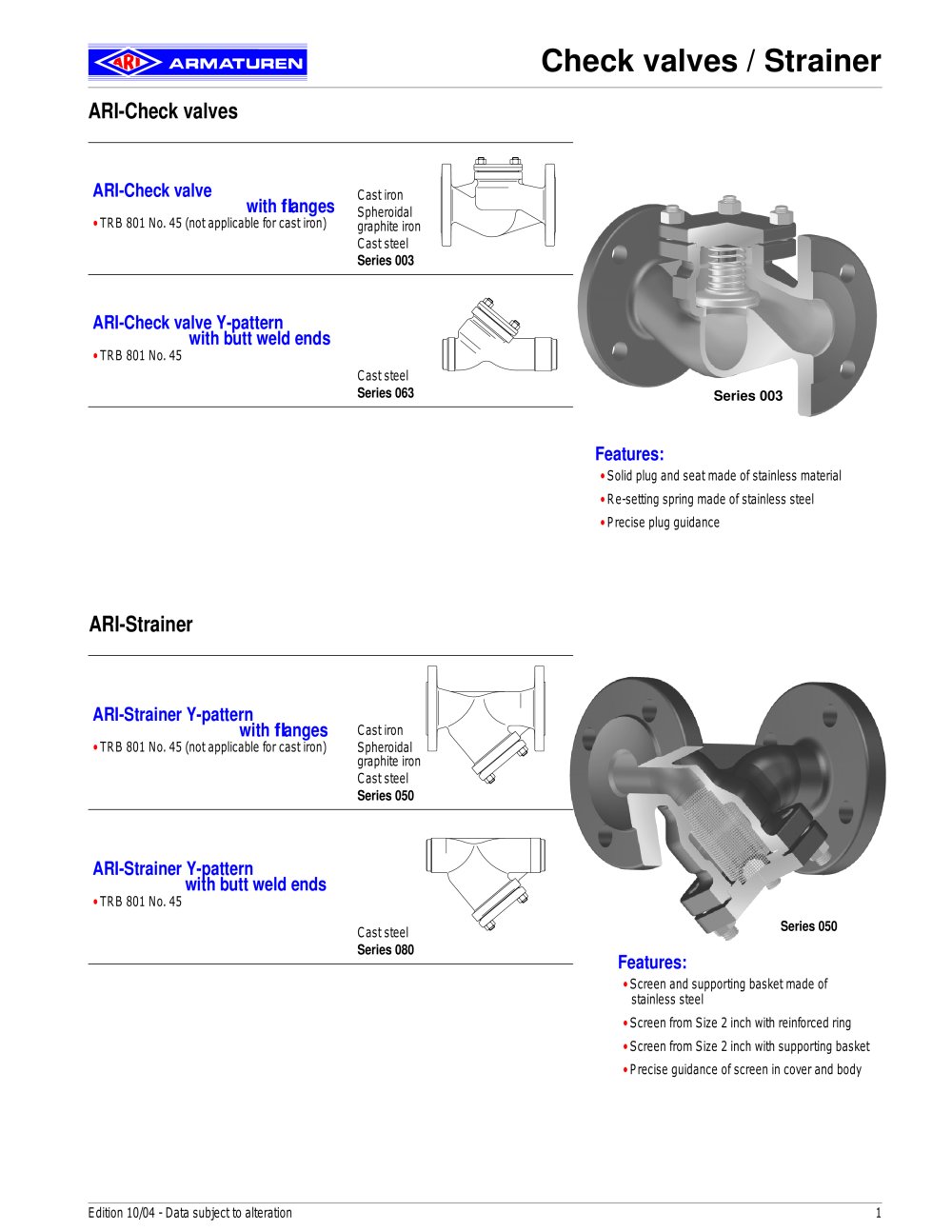 ARI-Check valve 	Metallic sealing (ISO-units) - ARI-Armaturen