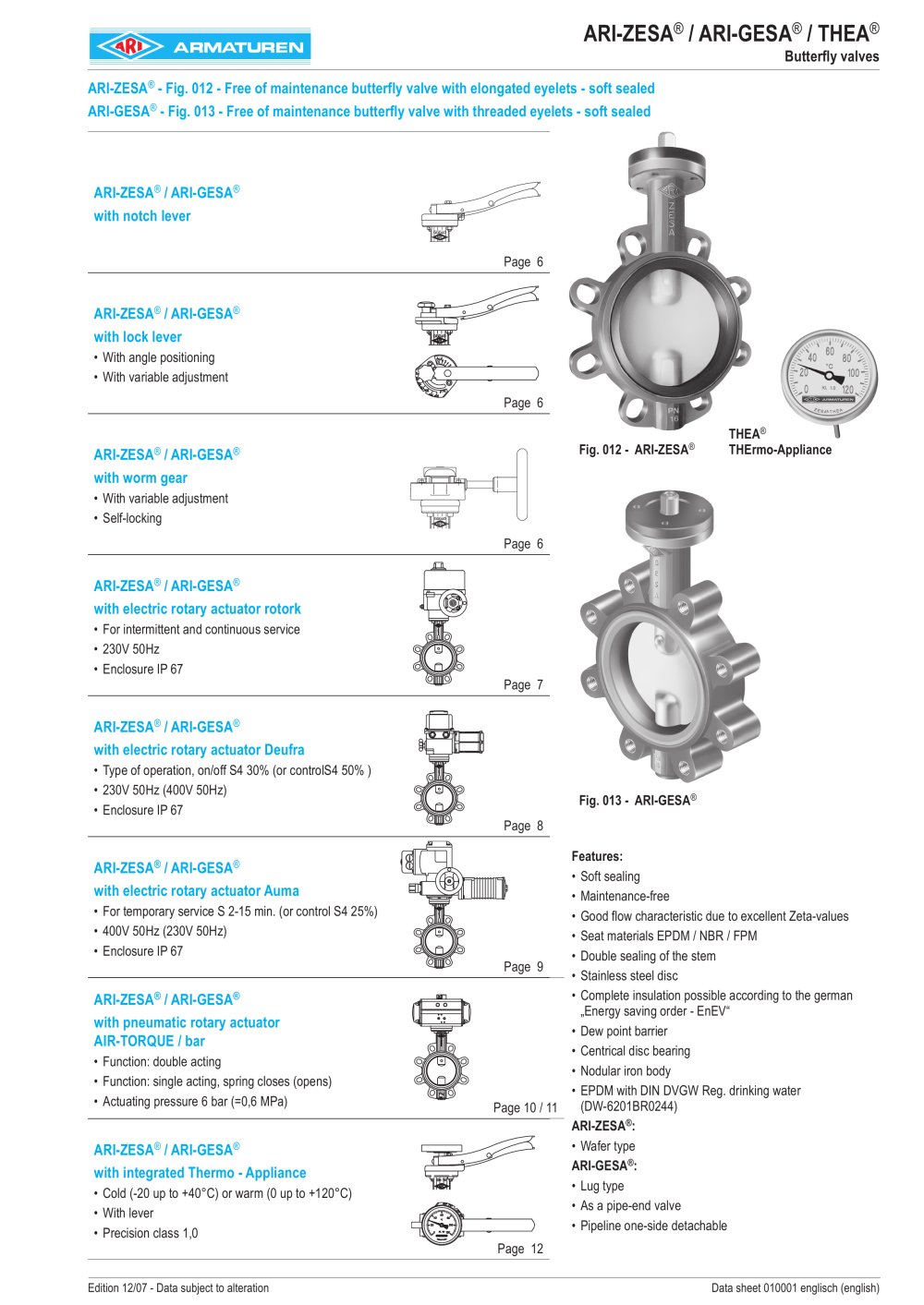 ARI-GESA 	Free of maintenance butterfly valve with threaded eyelets - soft sealed - ARI-Armaturen
