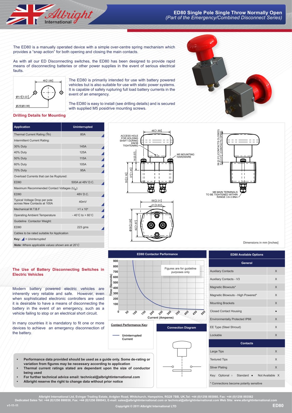 ED80 Emergency Disconnect Switch - ALBRIGHT INTERNATIONAL