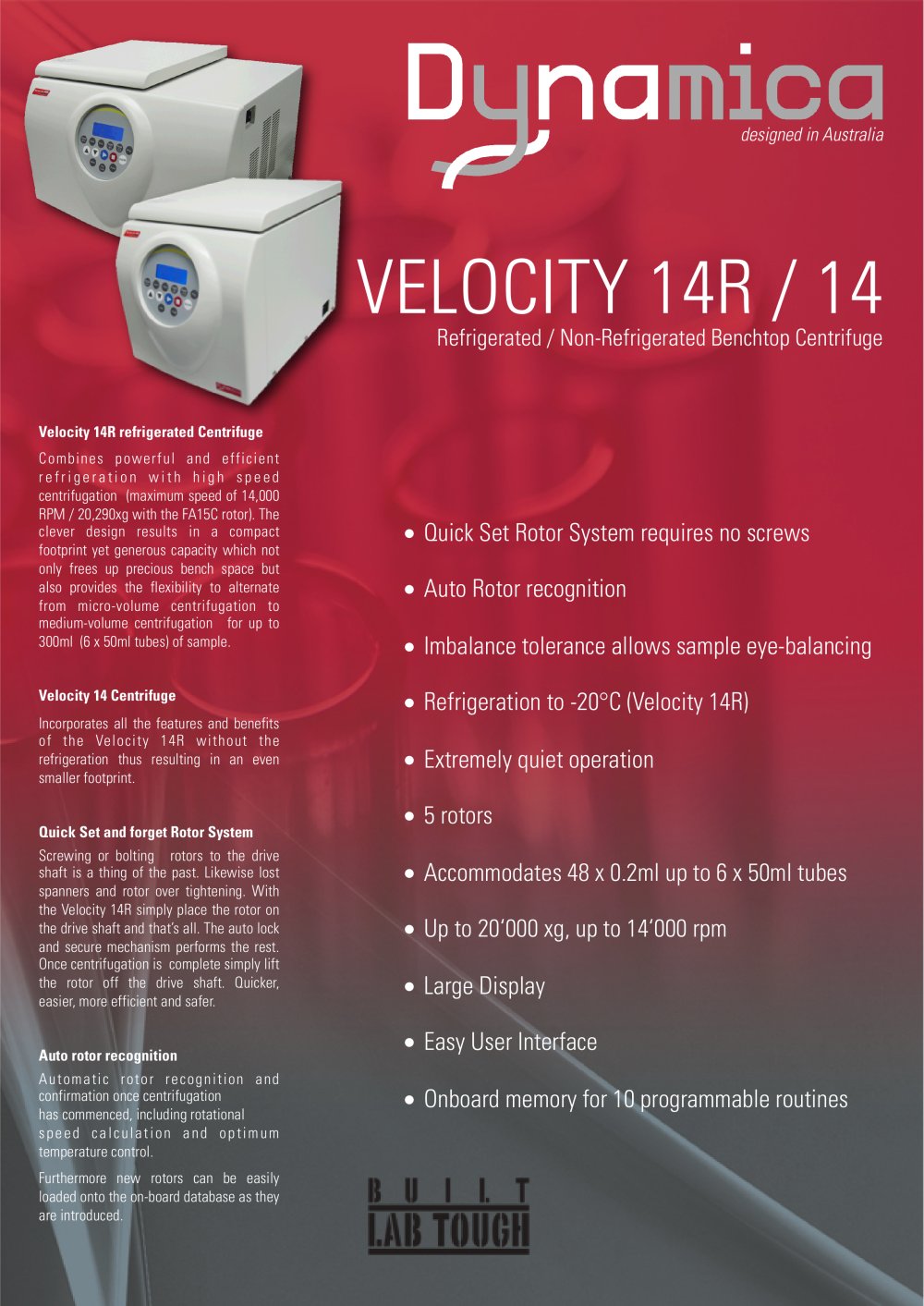 Centifuge Velocity 14 / 14 R - Precisa Gravimetrics AG