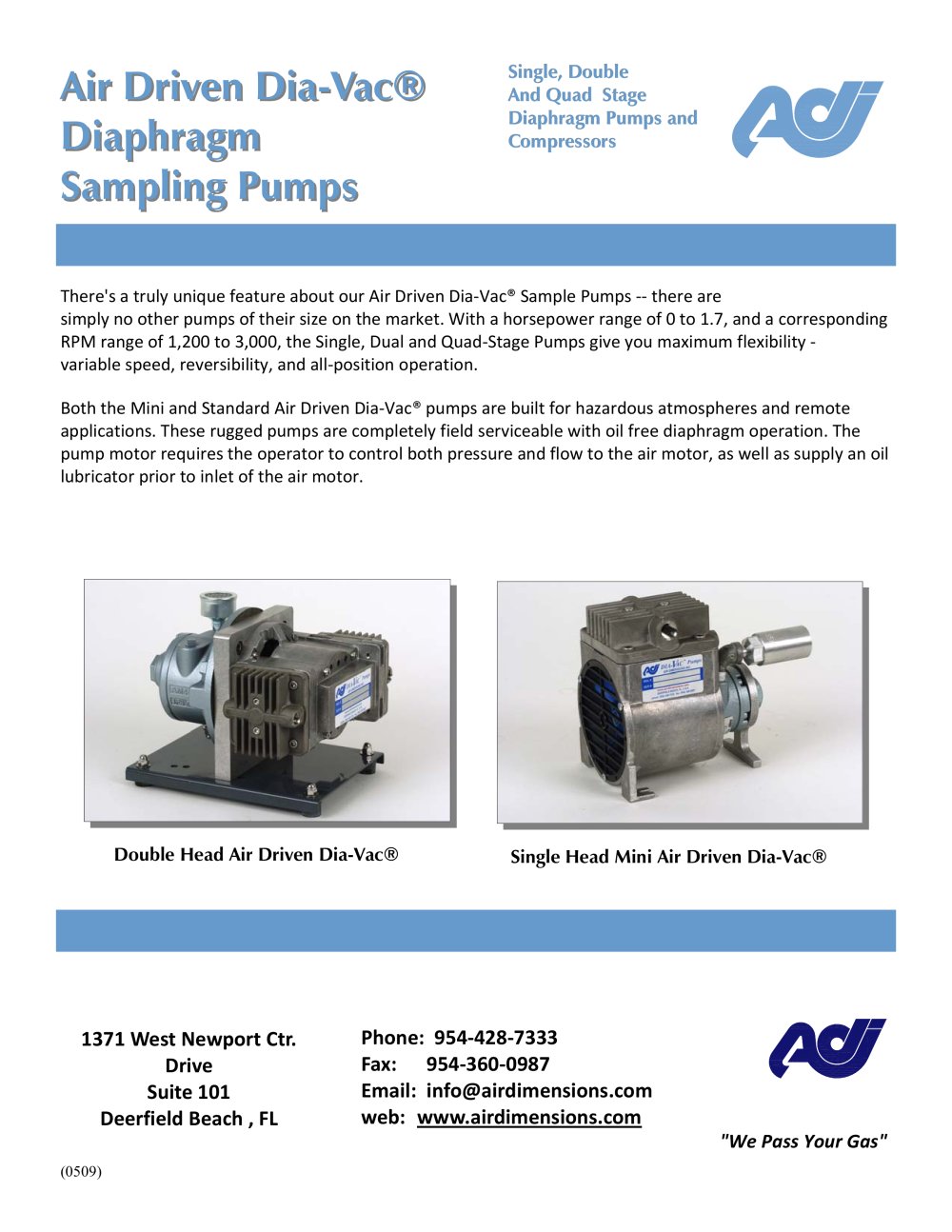 Air Driven Dia-Vac&reg; Diaphragm Sampling Pumps - Air Dimensions Incorpor.