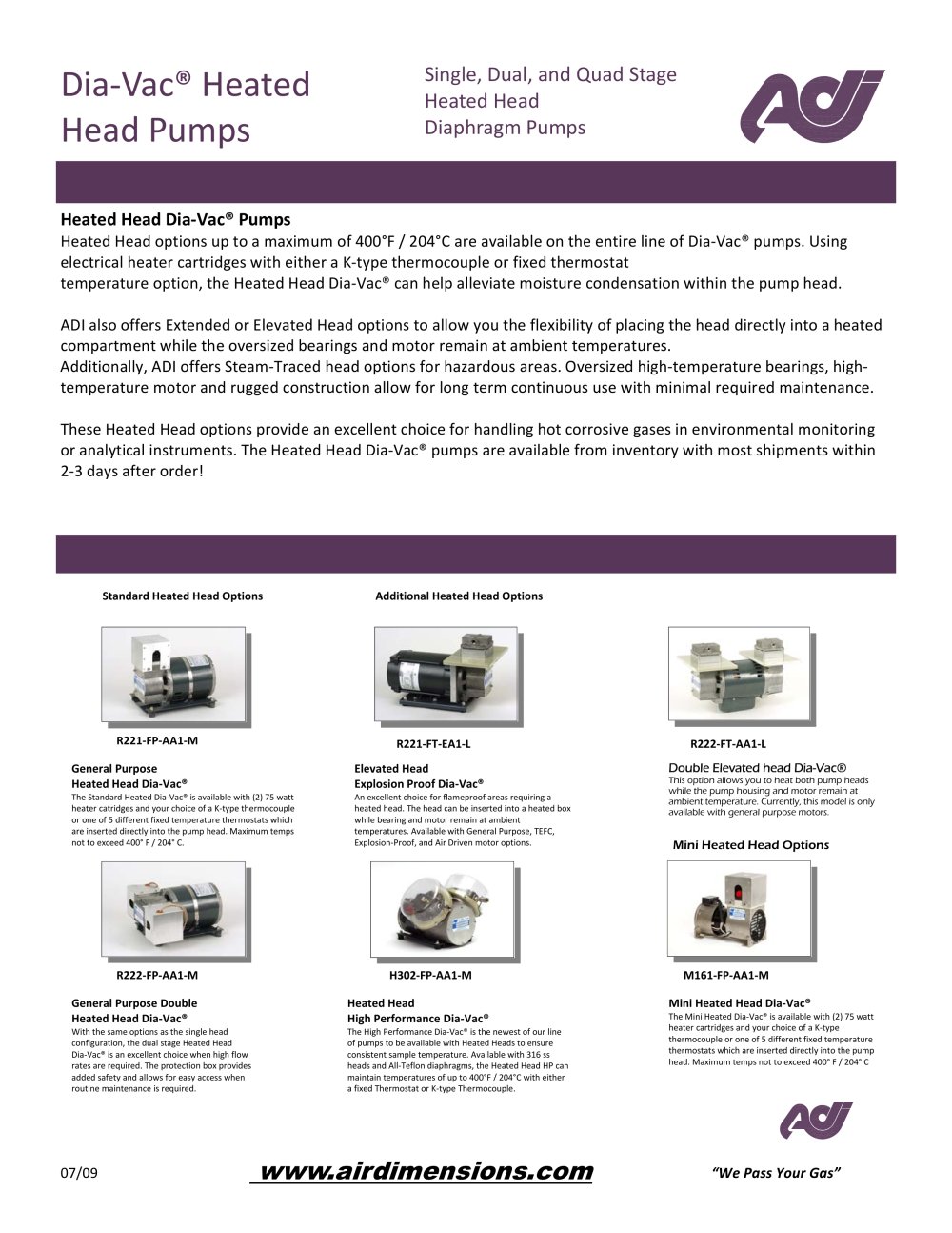 Dia‐Vac&reg; Heated Head Pumps - Air Dimensions Incorpor.