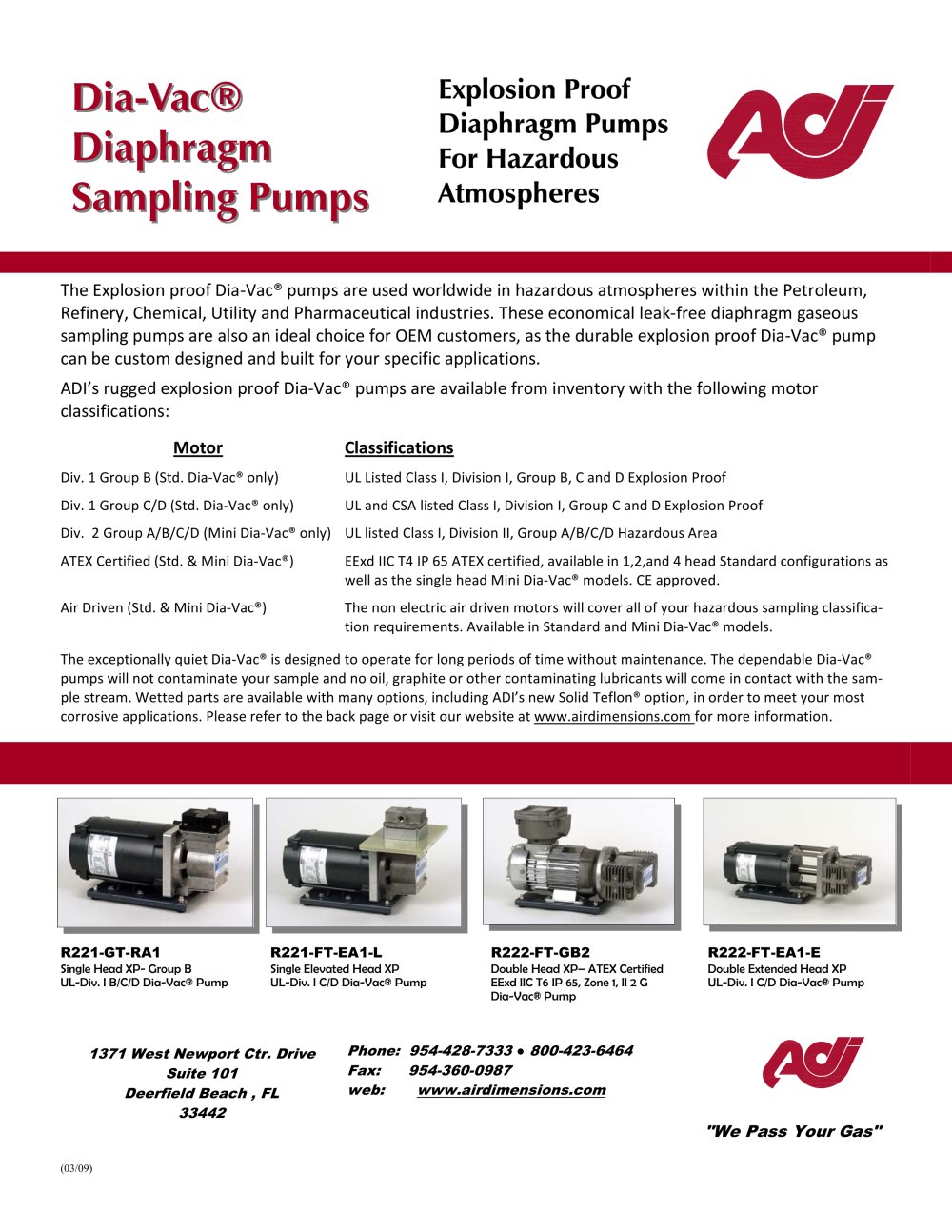Explosion Proof Diaphragm Pumps For Hazardous Atmospheres - Air Dimensions Incorpor.