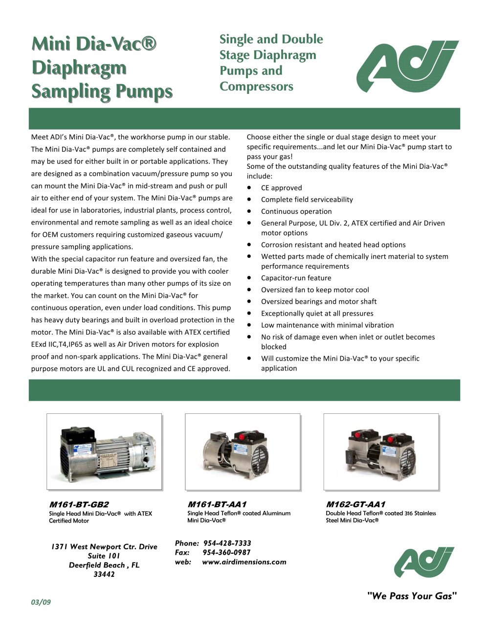Mini Dia-Vac&reg; Diaphragm Sampling Pumps - Air Dimensions Incorpor.