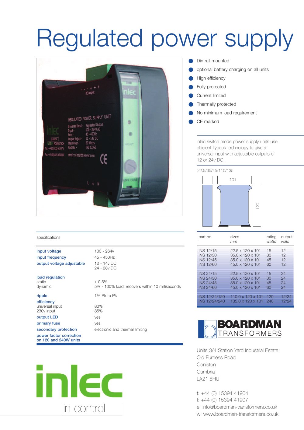 inlec power supply - Boardman Transformers