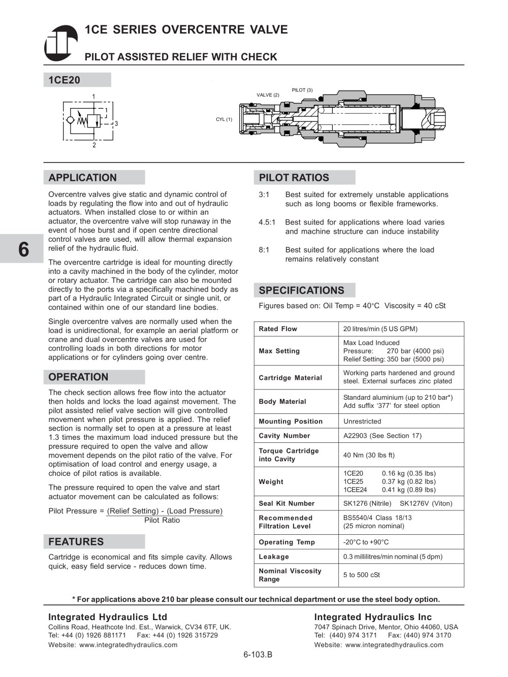 Motion Control 1CE20 - Integrated Hydraulics