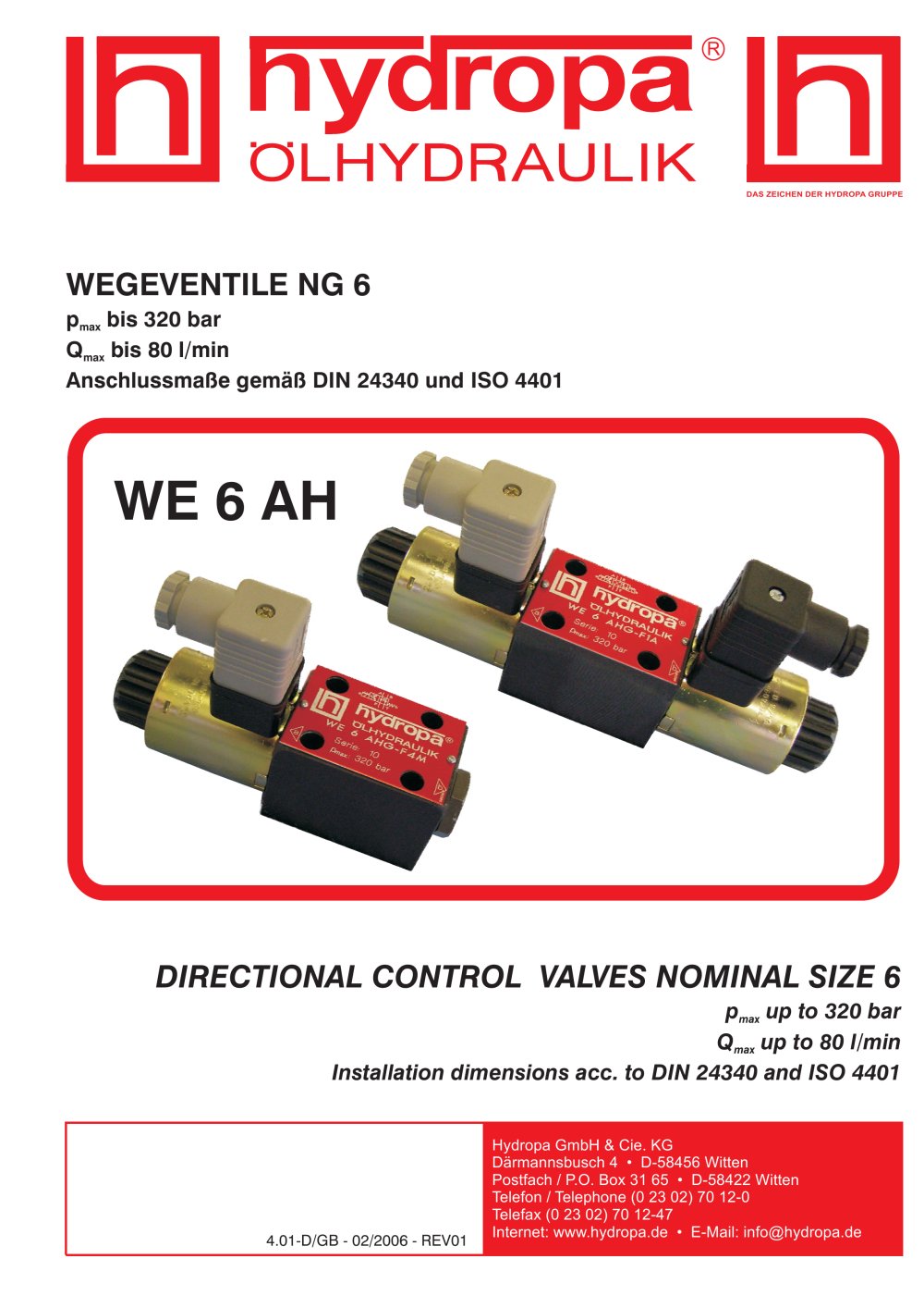HYDRAULIC VALVES  Catalogue nominal size 6 - Hydropa