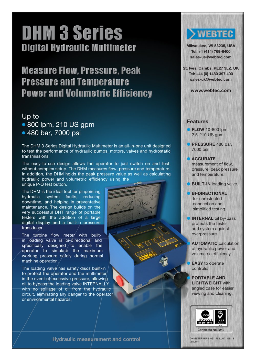 DHM 3 Series Digital Hydraulic Multimeter - Webtec Products Limited