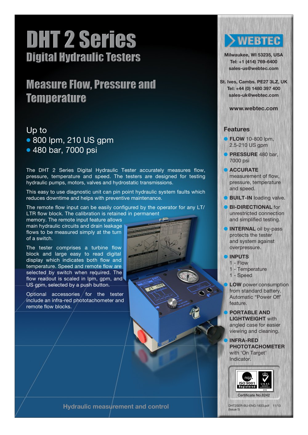 DHT 2 Series Digital Hydraulic Testers - Webtec Products Limited