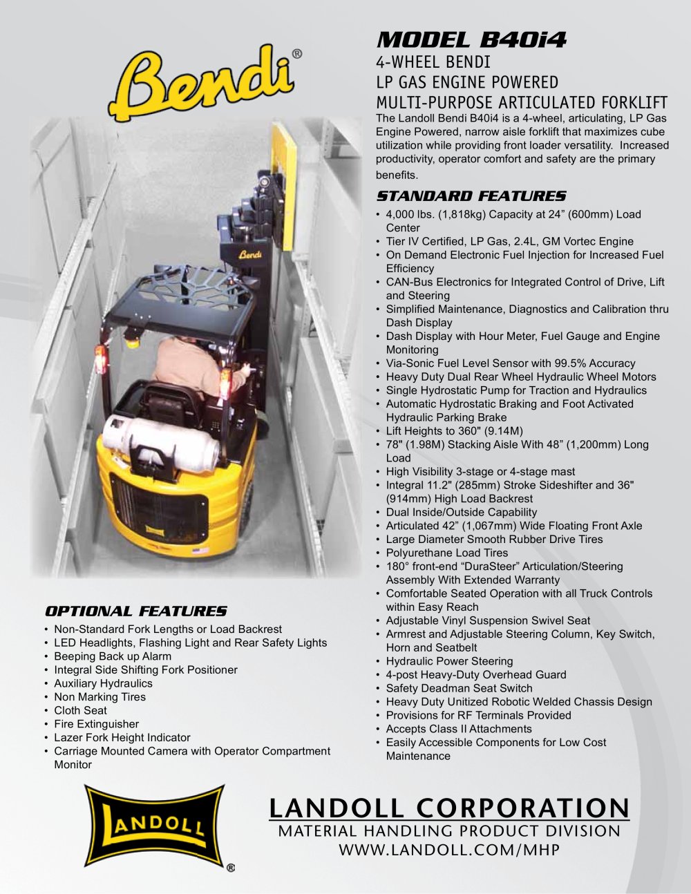Landoll Corporation Bendi i4 -IC Narrow Aisle Forklift - Landoll