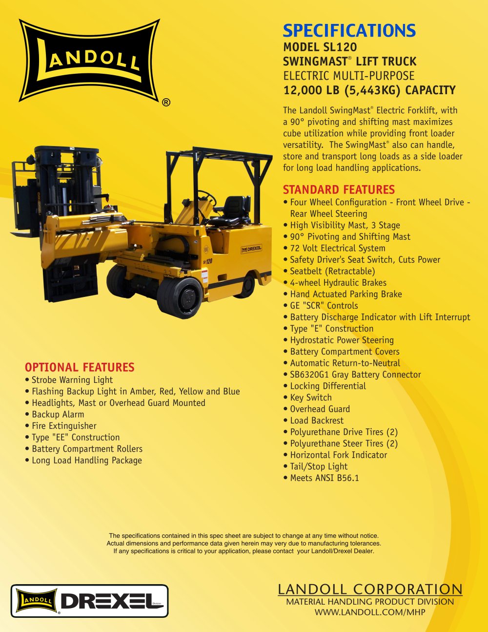 Landoll Corporation Drexel SL 120 Forklift Truck - Landoll