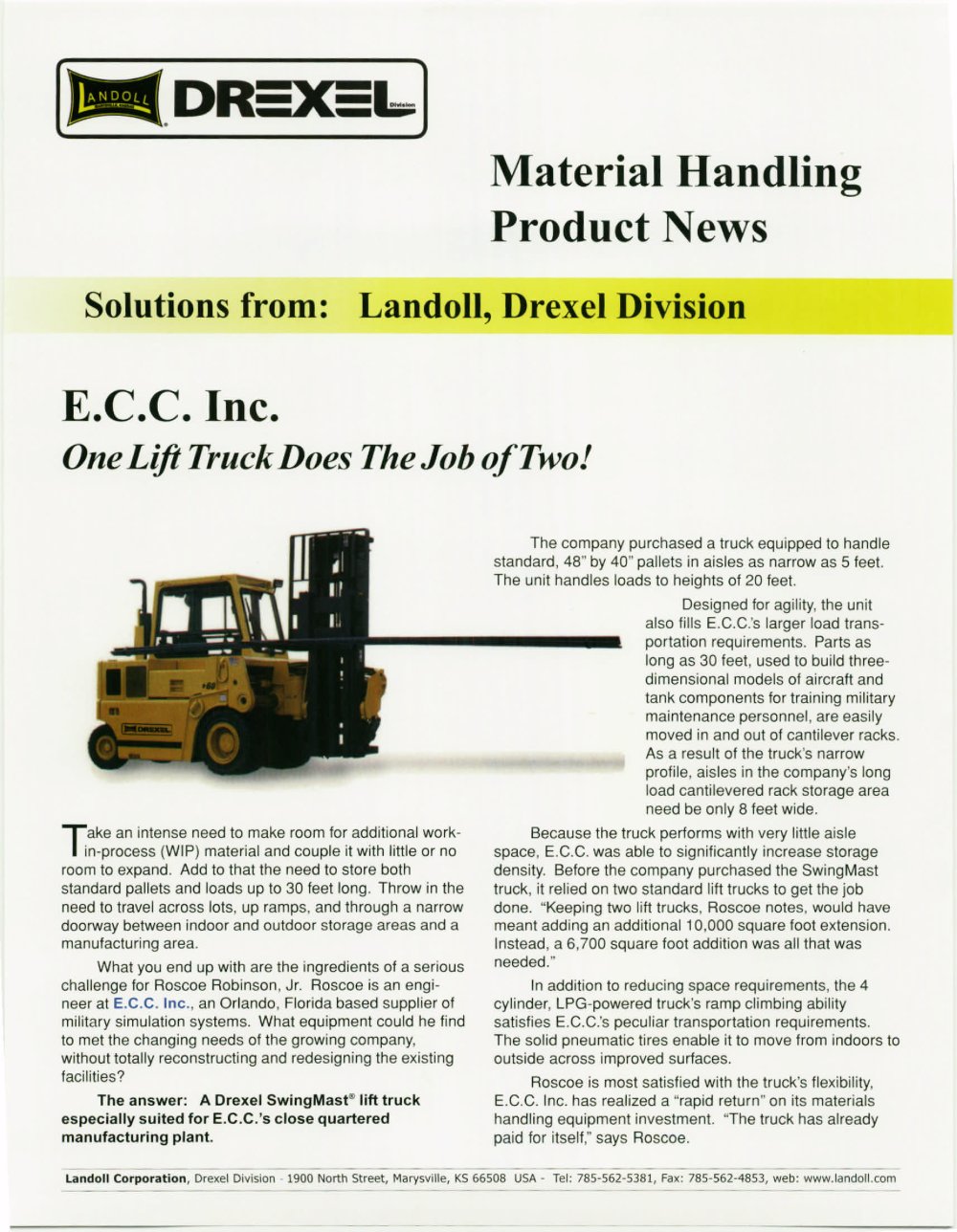 One Truck Does It All - VNA Forklift Trucks - Landoll