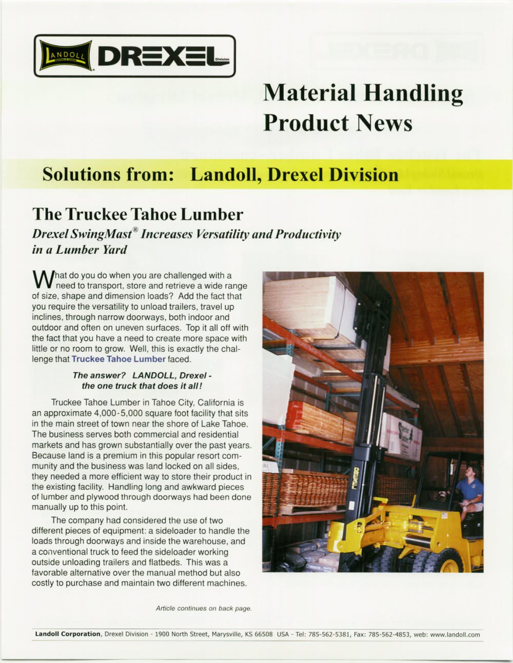Truckee Tahoe Case Study on Landoll Drexel Trucks - Landoll