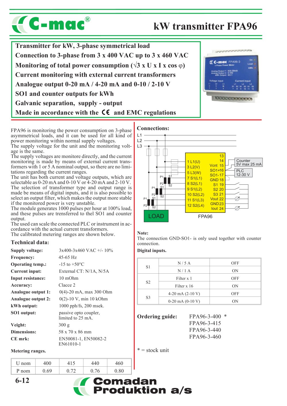 FPA96, kW transmitter, asymmetrical - COMADAN