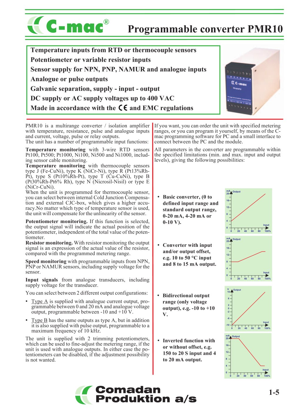 PMR10, temperature, potentiometer and pulse inputs - COMADAN