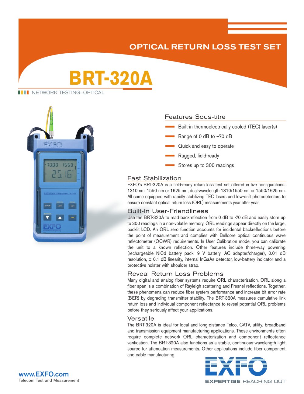 BRT-320A Optical Return Loss Test Set - EXFO