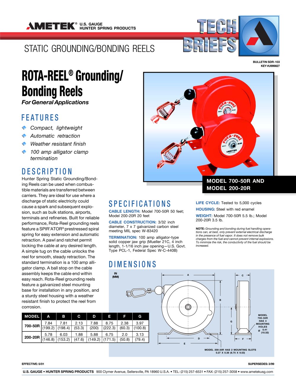 ROTA-REEL Grounding/Bonding Reels - AMETEK Hunter Products
