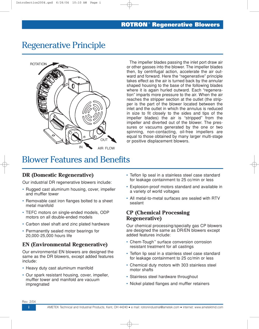 Regenerative Blowers - AMETEK Technical & Industrial products