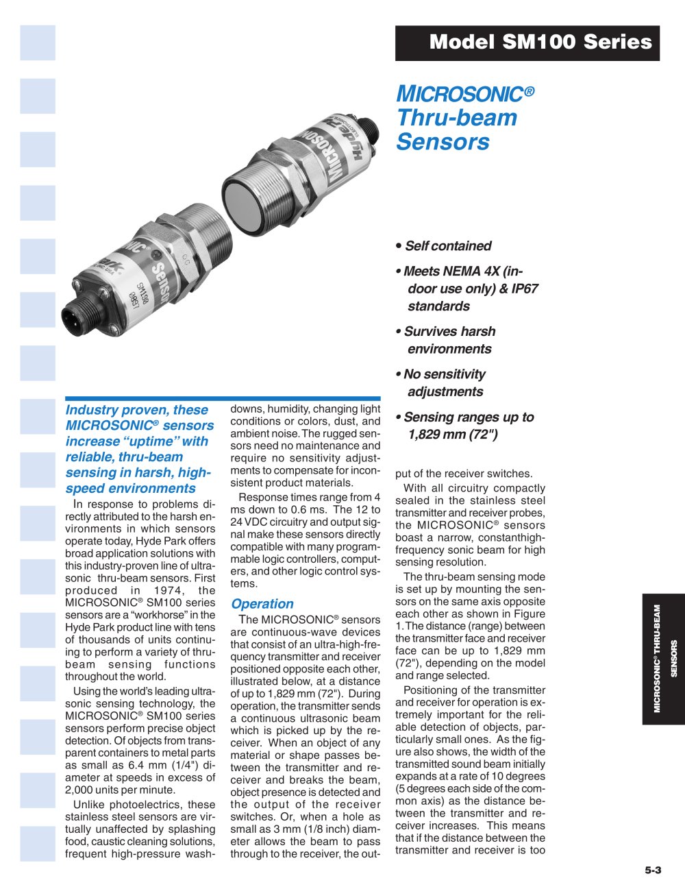 MICROSONIC&reg; Thru-beam Sensors Model SM100 Series - Schneider Electric Sensor Competency Center