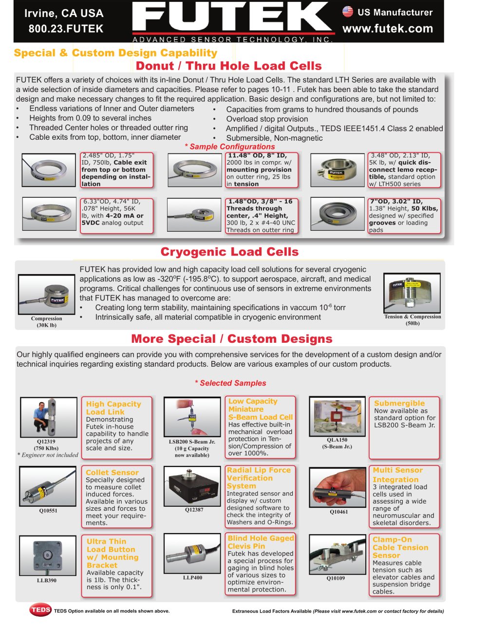 Special and custom - FUTEK Advanced Sensor Technology, Inc.
