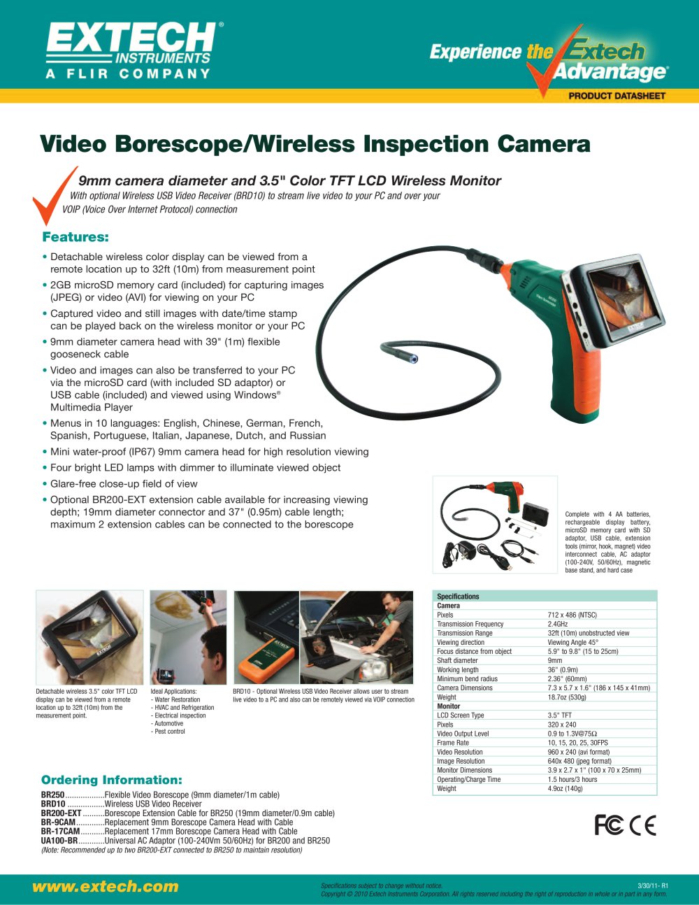 BR250: Video Borescope/Wireless Inspection Camera - Extech