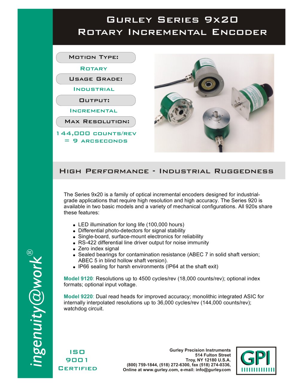 920 Rotary Incremental Encoder - GURLEY Precision Instruments