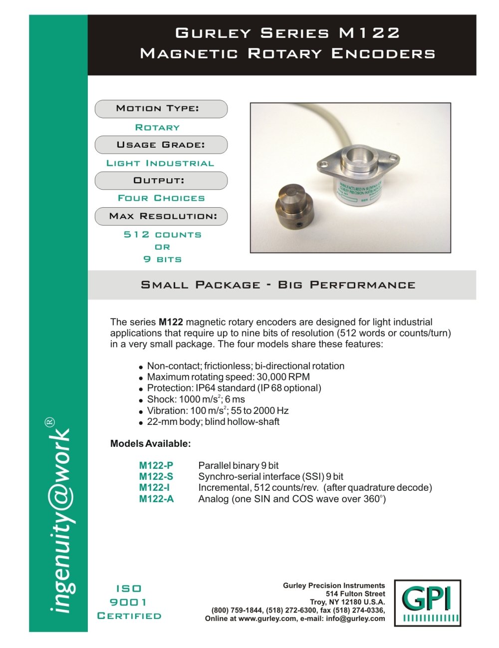 M122 Magnetic Rotary Encoder - GURLEY Precision Instruments