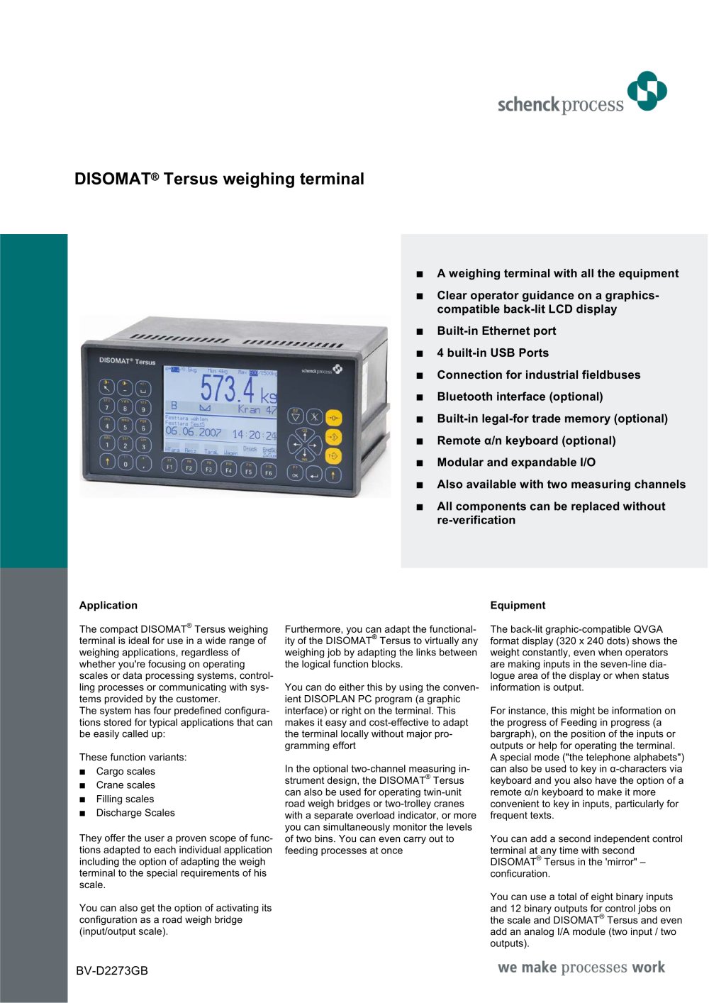 DISOMAT&reg; Tersus weighing terminal - Schenck Process