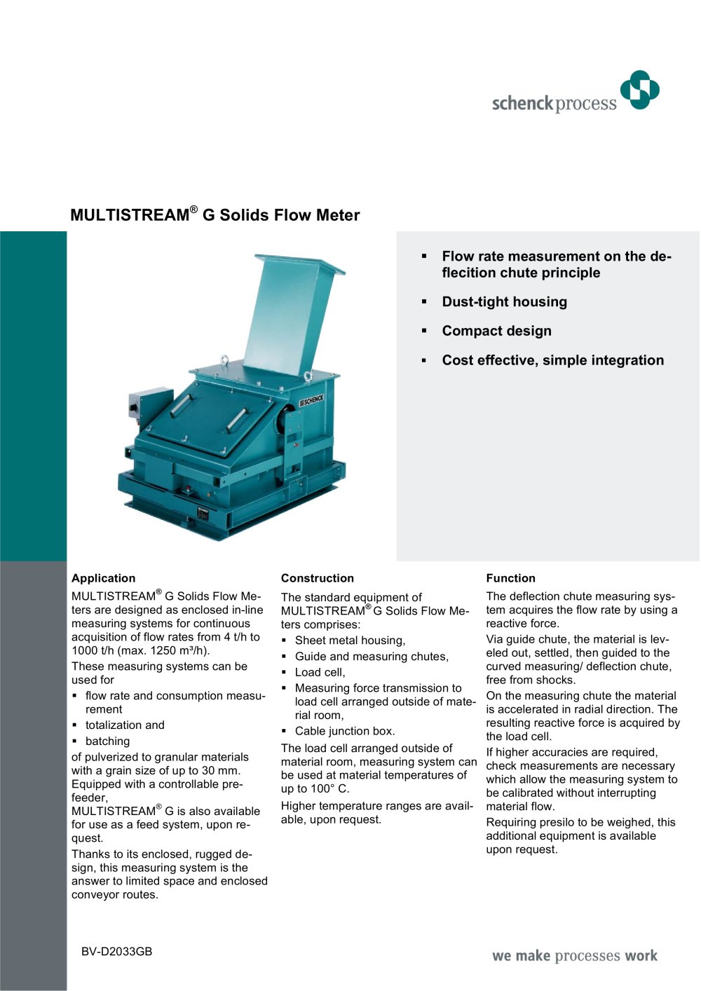MULTISTREAM&reg; G Solids Flow Meter - Schenck Process